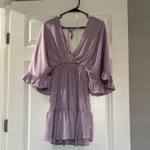 Glam Lavender Flatter/Ruffle Sleeve Dress